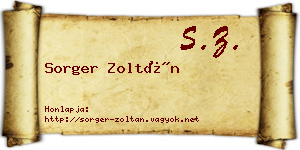 Sorger Zoltán névjegykártya