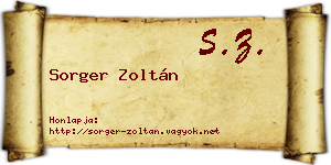 Sorger Zoltán névjegykártya